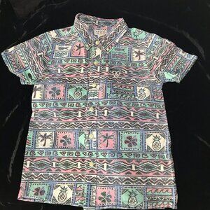 Vintage Surfer Shirt Boys 10 Aztec 90s Surf All over Print Pastel Beach Skater